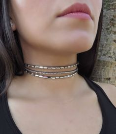 "Layered Choker, Gray Choker, Choker Necklace, Suede Leather Choker, Delicate Choker, Triple Choker, Fashion Choker, Dainty choker, Trendy ❤ BUY ANY 2 ITEMS ANS GET 15% OFF!! (USE COUPON CODE '15OFF') ❤ ❤ BUY ANY 4 ITEMS ANS GET 20% OFF!! (USE COUPON CODE '20OFF') ❤ ❤ BUY ANY 6 ITEMS AND GET 25% OFF!! ((USE COUPON CODE '25OFF') ❤ Complete any outfit with this unique gorgeous fashionable and trendy elegant choker necklace ! Made from 3 layers of 3mm suede leather cord decorated with little acryli Elegant Choker, Delicate Choker, Dainty Choker, Layered Chokers, Leather Chokers, Choker Style, Choker Necklaces, Miami Fl, 3 Layers