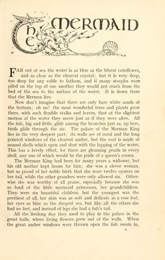 an old book with black and white writing on the front page, which reads mermaid