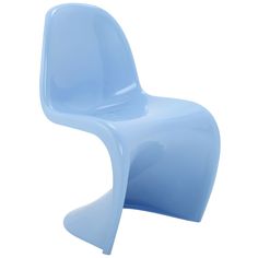 a blue plastic chair on a white background