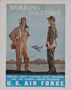 an advertisement for the u s air force shows two men in flight uniforms standing next to each other