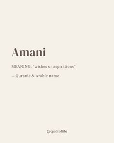 the front cover of an article about amani, meaning wishes or affirmions