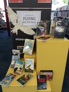 there are many books on display at the library