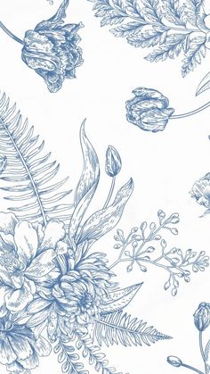 a drawing of flowers and leaves on a white background with blue pen writing in the bottom right corner