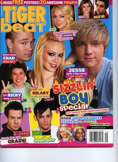 the cover of tiger beat magazine with pictures of actors on it's front page