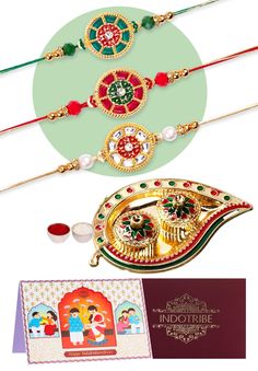 PRICES MAY VARY. SET OF 3 | RAKHI FOR BROTHER WITH CARD ROLI CHAWAL, THALI: Celebrate the special bond with a personalized unique rakhi for brother younger or older. This rakhi for brother and bhabhi Contains rakhi combo of 3 Exquisitely Crafted Rakhi With Roli Chawal, thali and card, individually packed, to Constitute all elements of Rakhi Thali For Brother. EXPERIENCE THE DIVINITY : The Beautifully Designed and Sturdily Made combination of beads and bracelets these rakhi for brother from siste Multicolor Traditional Wear For Navratri Gift, Multicolor Traditional Wear With Latkans For Diwali, Multicolor Traditional Wear With Latkans For Puja, Eid Gift Sets With Zari Work, Zari Work Sets For Eid Gift, Festive Temple Jewelry Sets With Gota Work, Multicolor Kundan Sets For Puja, Multicolor Cutdana Sets For Gift, Multicolor Cutdana Sets As Gift