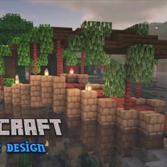 an image of a minecraft landscape with trees and bushes in the foreground, surrounded by candles