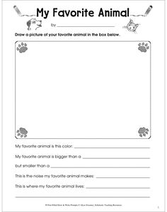 a worksheet with the words my favorite animal and an image of a dog's paw on it