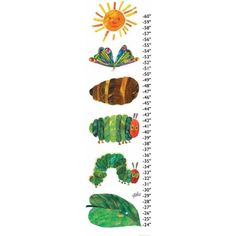 the very hungry caterpillars are lined up in a spiral notebook, and each caterpillar has four different colors