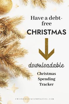 Gold Christmas decor background with text "Have a debt-free Christmas-- downloadable Christmas Spending Tracker" Christmas Organizer, Planning Christmas, Christmas Organization, Spending Tracker, Christmas Planning, Budget Organization, Christmas On A Budget, Organization Printables