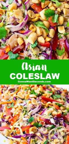 Yummy Coleslaw Recipe, Asian Coleslaw Recipe, Traditional Coleslaw Recipe, Kfc Coleslaw Recipe, Asian Coleslaw, Homemade Peanut Sauce, Easy Coleslaw