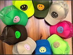 Looking for the perfect way to show off your personality? Check out our Smiley Trucker Hats! These hats are a great way to add a little fun to your outfit. They come in a variety of colors, so you can find the perfect one to match your style. Trendy Summer Hats For Streetwear, Trendy Summer Streetwear Hats, Trendy Snapback Hat For Summer Outdoor, Trendy Snapback Hat For Summer, Trendy Summer Snapback Hat For Outdoor, Playful Spring Cap, Trendy Trucker Hat For Outdoor Events, Trendy One Size Fits Most Trucker Hat For Outdoor, Trendy One-size Hat For Streetwear