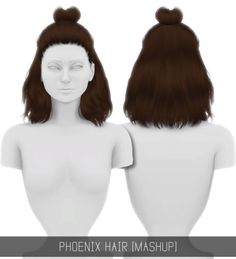 a female mannequin with long brown hair and two buns on her head