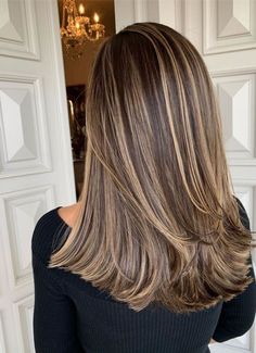 Caramel Hair Color Ideas, Caramel Hair Color, Straight Hair Highlights, Brown Straight Hair, Blonde Highlights On Dark Hair