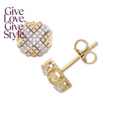 in stock Macy's Yellow Gold Diamond Earrings For Anniversary, Macy's Gold Diamond Earrings, Macy's 14k Gold Diamond Earrings For Anniversary, Macy's Yellow Gold Diamond Earrings With Accents, Macy's Yellow Gold Diamond Earrings Gift, 10k Gold, In Store, Pick Up, Buy Online