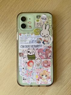 an iphone case with many stickers on it