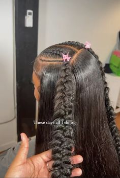 Sleek Ponytail Hairstyles, Birthday Hairstyles, Catty Noir, Quick Weave Hairstyles, Cute Braided Hairstyles, Quick Braided Hairstyles, Two Braids, Pretty Braided Hairstyles, Hairdos For Curly Hair