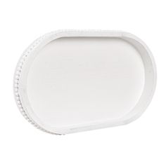 a white plate with beading on the edges and an oval design in the middle