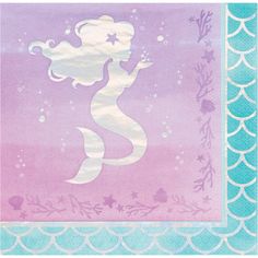 Mermaid Party Napkins with Foil Accents - Stesha Party Mermaid Table, Birthday Pennant Banner, Mermaid Plates, Deco Cupcake, Mermaid Happy Birthday, Teal Mermaid, Mermaid Balloons, Mermaid Party Supplies, Iridescent Mermaid