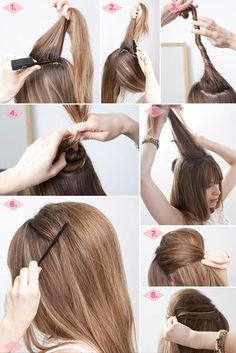 pasos para peinados sencillos para cabello largo - Buscar con Google Bouffant Hair, Long Hair Tutorial, Fancy Hairstyles, Popular Hairstyles, Hair Envy, Hair Today, Great Hair, العناية بالشعر