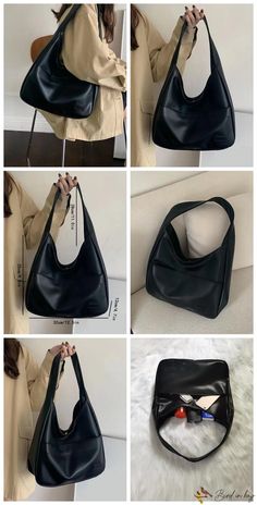 BirdinBag – Chic Hobo Handbag – Perfect Minimalist Style – Bird in Bag Bags Inspo Aesthetic, Leather Hobo Bag Outfit, Black Rectangular Hobo Bag, Everyday Rectangular Solid Color Baguette Bag, Minimalist Large Capacity Square Shoulder Bag, Solid Color Square Shoulder Bag For Everyday, Rectangular Solid Color Hobo Bag For Errands, Black Large Capacity Baguette Bag For Everyday Use, Rectangular Solid Color Hobo Bag For Office