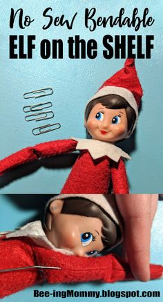 an elf with blue eyes is sitting on the shelf