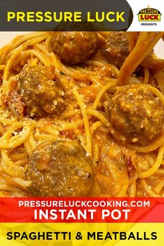 spaghetti and meatballs are being cooked in the pressure cooker