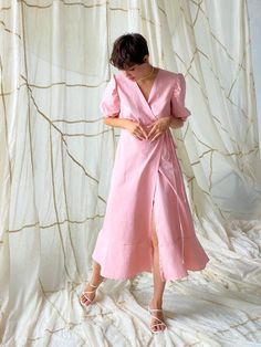 "Linen wrap dress, puff sleeve dress, linen dress, linen casual dress, wrap dress, prarie dress, linen puff sleeve dress, womens linen dresses, women linen clothing, Flax Clothing, organic linen dress, simple linen dress, linen beach dress, loose linen dress MORE: https://www.etsy.com/shop/Linenburo?ref=seller-platform-mcnav The length of the product on the photo is 120 cm ( 47,2 inches) Model's height 168 cm ( 5'6\") You can wear this stylish dress on the walk, on vacation and when back in the Pink Wrap Dress Outfit, Linen Puff Sleeve Dress, Womens Linen Dresses, Simple Linen Dress, Wrap Dress Outfit, Summer Linen Outfits, Linen Beach Dress, Prarie Dress, Linen Casual Dress