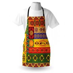 an apron that has been designed to look like a multicolored pattern on it