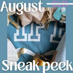 the cover of august's sneak peek magazine features an image of clothes and accessories