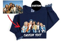 Custom Caricature Shirt, Custom Photo Shirt, Custom Family Shirt, Friends Shirt Shirt, Custom Couple Shirt, Family Shirt, Best Friends Shirt Discover the Art of Premium Tees Step into a world where every shirt is a testament to exceptional craftsmanship and superior quality. Our tees are not just garments--they are an experience of luxury and comfort.  Our shirts are designed to offer a perfect blend of elegance and comfort. Made from the softest materials, each tee is tailored with precision to Relaxed Fit Cotton Tops With Custom Artwork, Crew Neck Cotton Top With Custom Artwork, Cotton Crew Neck Top With Custom Artwork, Casual Cotton Tops With Custom Artwork, Casual Crew Neck Sublimation Design With Custom Artwork, Funny Long Sleeve Tops For Fan Merchandise, Funny Fan Merchandise Tops With Long Sleeves, Funny Long Sleeve Fan Merchandise Top, Funny Long Sleeve T-shirt With Custom Print