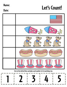 a worksheet for counting the numbers to 10 with pictures of hats and hotdogs