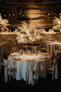 Amazing Pampas Grass Table Centrepieces for Barn Wedding Wedding Table Decorations With Pampas, Round Table Centerpieces Wedding Outdoor, Pampas Table Setting, Pampas Grass Wedding Centerpieces Wedding Table Decor, Pampas Grass Table Setting, Pampas Centerpiece Wedding, Pampas Decoration Wedding, Indoor Boho Wedding Reception, Boho Green Wedding Decor