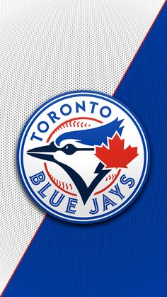 the toronto blue jays logo is shown in red, white, and blue colors