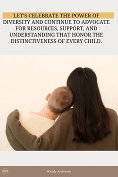 the back of a woman's head with text that reads, let's celebrate the power of diversity and continue to avocate for resources support and understand