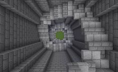 a green square in the middle of a tunnel