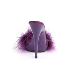 5" (12.7cm) Heel, 3/8" (1cm) Platform Purple Fur Marabou Sandal 1920s Shoes, Alternative Shoes, Pleaser Heels, Single Sole Heels, Open Toed Shoes, Festival Shoes, Punk Boots, Purple Details, Pleaser Shoes