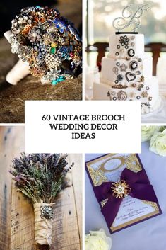 vintage brooch wedding decor ideas