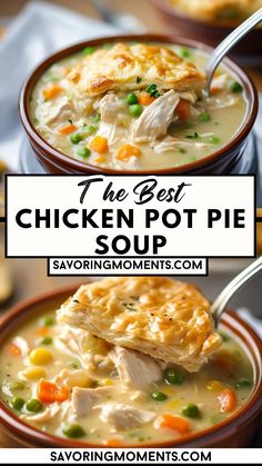 the best chicken pot pie soup in a bowl