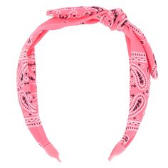 Claire's Bandana Twisted Headband - Neon Pink Superstay Maybelline, Hair Accessories Pink, Pink Bandana, Shimmer Lip Gloss, Twisted Headband, Paisley Bandana, Bandana Headband, Pink Headbands, Lip Gloss Set