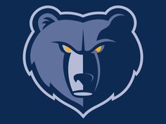 the grizzle bears logo on a dark blue background, with yellow eyes and an orange