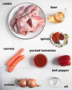 ingredients to make chicken wings on a white table