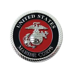 the united states marine corp emblem on a red and black roped metal belt buckle