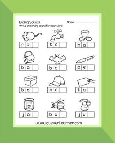 the worksheet for beginning sounds with pictures and words to help students learn how to read