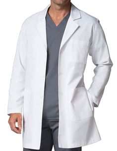 Maevn 7551 Unisex Notched Collar 35.5 Inches Lab Coat for $24.99 | PulseUniform Professional Long Sleeve Blazer With Pockets, Professional Long Sleeve Single Breasted Outerwear, Professional Single-breasted Long Sleeve Outerwear, Relaxed Fit Collared Sport Coat With Pockets, Professional Long Sleeve Outerwear With Welt Pockets, White Notch Lapel Outerwear With Pockets, Relaxed Fit Outerwear With Notch Lapel And Pockets, Professional Long Sleeve Solid Outerwear, Professional Solid Long Sleeve Outerwear