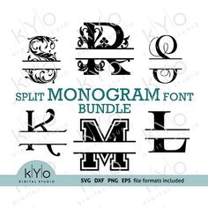 the monogram font and numbers are available for use in any type of design project