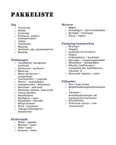 a list of things to do in pakkelliste, with the words on it