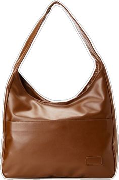 Faux Leather Hobo Bag With Adjustable Strap For On-the-go, Brown Softback Shoulder Bag With Zipper Closure, Travel Hobo Bag With Double Handle In Faux Leather, Travel Faux Leather Double Handle Hobo Bag, Faux Leather Double Handle Hobo Bag For Travel, Trendy Faux Leather Hobo Bag For Travel, Modern Shoulder Bag With Adjustable Strap, On-the-go Shoulder Bag With Adjustable Strap, On-the-go Softback Shoulder Bag With Adjustable Strap