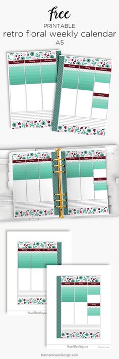 the free printable planner is shown in three different colors