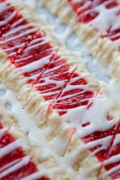 a close up of a pastry with icing on it