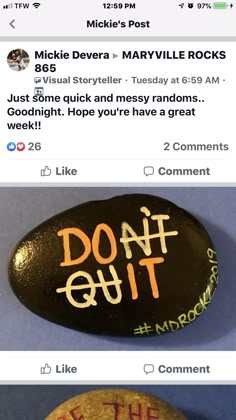 two rocks with the words do it out written on them, and one has an image of